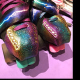 Rainbow Metallic Suede Roller Skate Toe Cap